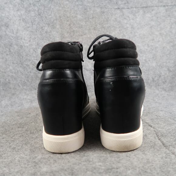 Aldo Shoes Womens 10 Fashion Wedge Sneakers Hidden Heel Zip Black Lace Up Style - Picture 5 of 15